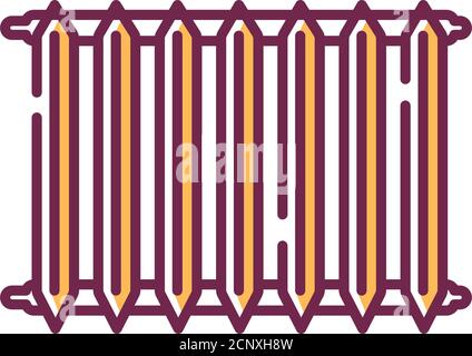 Cast iron batteries color line icon on white background. Heat in the house. House temperature. Pictogram for web page, mobile app, promo. UI UX GUI Stock Vector