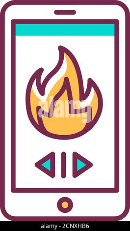 Remote control of heating in the house color line icon. Home Electronics. Heat regulation in the house. Pictogram for web page, mobile app, promo. UI Stock Vector