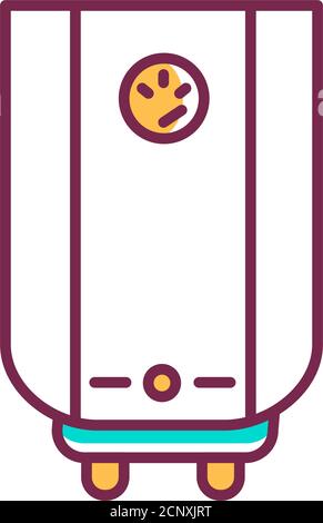 Electric water heater color line icon on white background. Heat in the house. Pictogram for web page, mobile app, promo. UI UX GUI design element. Stock Vector