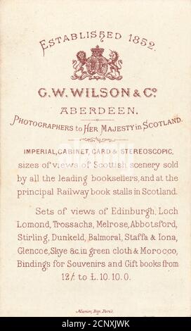 Reverse of a George Washington Wilson photograph of Fingal's Cave, Staffa, about 1888, showing Aberdeen studio details Stock Photo