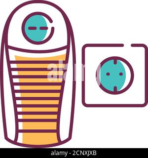 Portable heater color line icon. Small heating device. Can be used anywhere near a socket. Warms people in a cold place. Pictogram for web page Stock Vector
