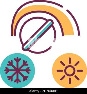 Winter temperature app icon. UI/UX user interface. Frosty and cold ...