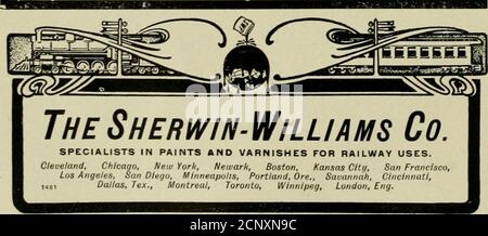 . Official proceedings . GOULD MALLEABLE IRONJOURNAL BOXES. GOULD FRICTION DRAFTGEAR.. The Sherwin-Williams Co. SPECIALISTS IN PAINTS AND VARNISHES FOR RAILWAY USES. Cleveland, Chicago, New York, Newark, Boston, Kansas City, San Francisco, Los Angeles, San Diego, Minneapolis, Portland, Ore., Sauannah, Cincinnati,i48i Dallas, Tex., Montreal, Toronto, Winnipeg, London, Eng. PULLMAN AUTOMATIC VENTILATORS Represent the most efficient form of NATURAL VENTI-LATION known today. Poorly ventilated railway ears areuncomfortable, unsanitary and a menace to health generally.Avoid these conditions by insta Stock Photo