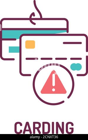 Banking scam color line icon. Credit card phishing. Illegal action. Financial fraud. Pictogram for web page, mobile app, promo. Stock Vector