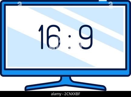 TV display color line icon. Display aspect ratio. Electronic device. Pictogram for web page, mobile app, promo. Editable stroke. Stock Vector