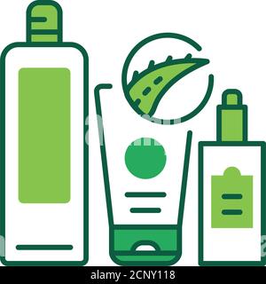 Aloe cosmetics color line icon. Substances or products with aloe. Used to enhance or alter the appearance of the face or body. Pictogram for web page Stock Vector