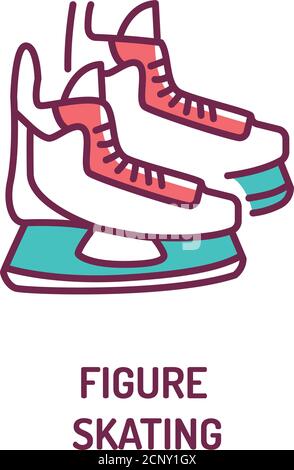 Figure skating color line icon on white background. Extreme sport. Skating and stunts on ice. Ice skating. Pictogram for web page, mobile app, promo Stock Vector