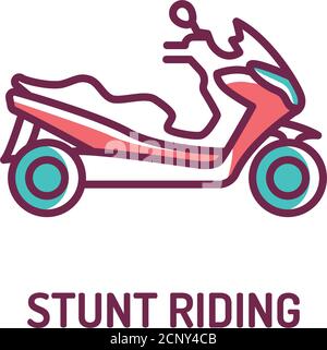 Stunt riding a scooter color line icon on white background. Extreme. Scooter tricks. Pictogram for web page, mobile app, promo. UI UX GUI design Stock Vector