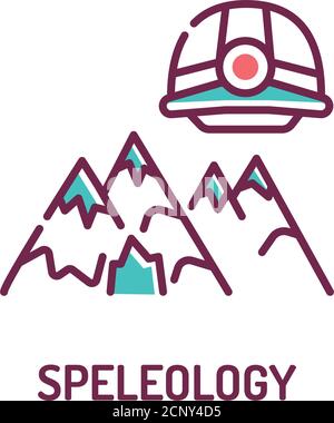 Speleology color line icon on white background. Extreme. Pictogram for web page, mobile app, promo. UI UX GUI design element. Editable stroke Stock Vector