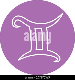 Gemini color line icon. Zodiac sign. Astrology and horoscope. Predictions and human character. Element air. Ruler Mercury. UI UX GUI design element Stock Vector