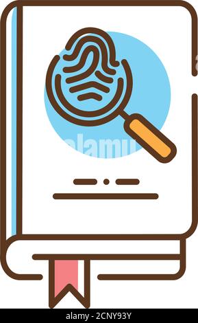 Detective book color line icon. A sub-genre of crime and mystery fiction. An investigator investigates a crime, often murder. Pictogram for web page Stock Vector