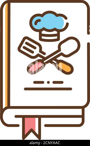 Culinary book color line icon. A kitchen reference containing recipes. Pictogram for web page, mobile app, promo. UI UX GUI design element. Editable Stock Vector