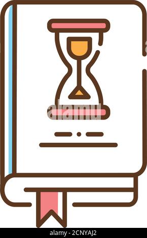 History book color line icon. The most significant events in history from the dawn of civilization to the lightning-paced culture of today. Pictogram Stock Vector