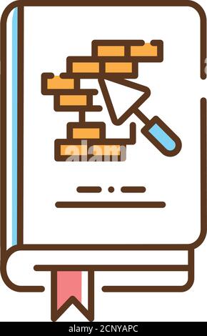 Construction and repair book color line icon. Basic knowledge about building. Pictogram for web page, mobile app, promo. UI UX GUI design element Stock Vector