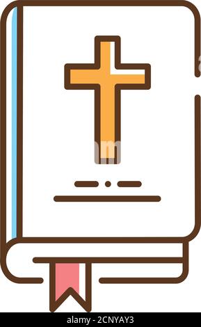 Bible color line icon. The account of God's action in the world, and his purpose with all creation. Pictogram for web page, mobile app, promo. UI UX Stock Vector