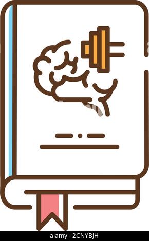 Self development book color line icon. Learning about personal development from all sides. Improvement personal skills. Pictogram for web page, mobile Stock Vector