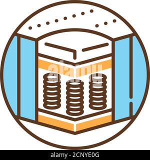 Spring bed mattress color line icon. Blocks consist of springs that are connected. Represent a whole grid. Pictogram for web page, mobile app, promo Stock Vector