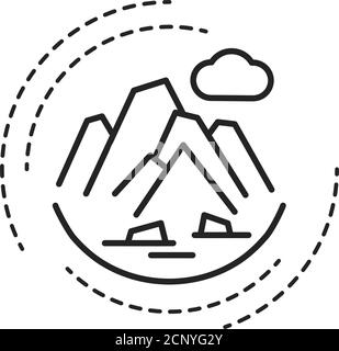 Avalanche color line icon. A natural disaster linked to snow. When there is too much snow on a mountain. Pictogram for web page, mobile app, promo. UI Stock Vector