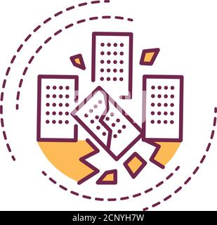 Landslide color line icon. Defined as the movement of a mass of rock, debris, or earth down a slope. Pictogram for web page, mobile app, promo. UI UX Stock Vector