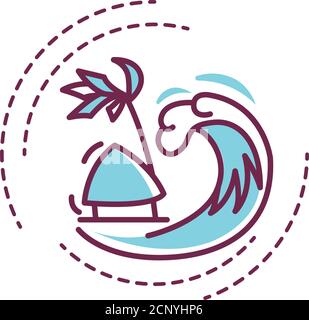 Tsunami color line icon. A series of waves caused by earthquakes or undersea volcanic eruptions. Pictogram for web page, mobile app, promo. UI UX GUI Stock Vector