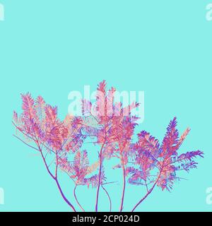 pink tree on clear blue sky background, vector Stock Vector