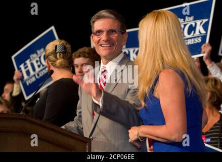 U. S. Rep. Joe Heck (R-NV) arrives to thank supporters, after defeating Democrat challenger John Oceguera, during a Republican election night party at the Venetian Resort in Las Vegas, Nevada, November 6, 2012. REUTERS/Las Vegas Sun/Steve Marcus (UNITED STATES - Tags: POLITICS USA PRESIDENTIAL ELECTION ELECTIONS)