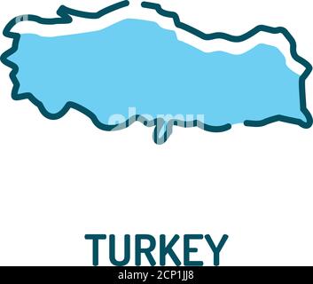 Turkey map color line icon. Border of the country. Pictogram for web page, mobile app, promo. UI UX GUI design element. Editable stroke. Stock Vector
