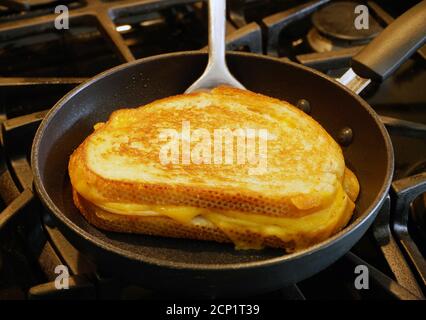 Grilled cheese sandwich in frying pan Stock Photo - Alamy