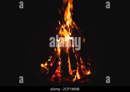 Campfire at night Stock Photo