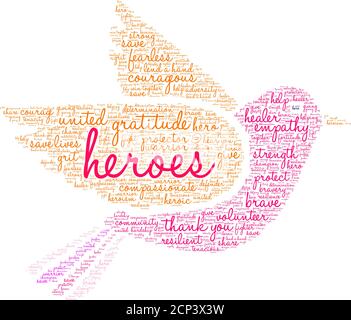 Heroes word cloud on a white background. Stock Vector