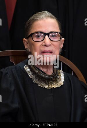 ***FILE PHOTO*** Ruth Bader Ginsburg Has Passed Away At 87. Associate Justice of the Supreme Court Ruth Bader Ginsburg poses during the official Supreme Court group portrait at the Supreme Court on November 30, 2018 in Washington, Credit: Kevin Dietsch/Pool via CNP /MediaPunch Credit: MediaPunch Inc/Alamy Live News Stock Photo