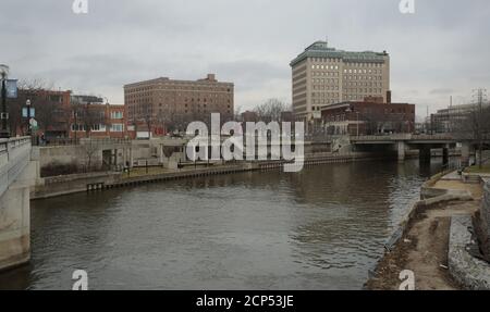 The Flint River in Downtown Flint, Michigan, USA Stock Photo - Alamy