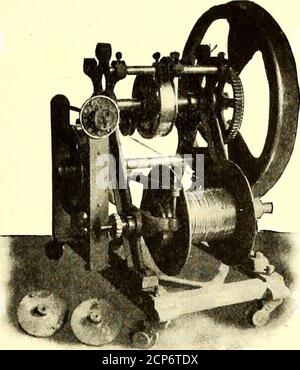 . The Street railway journal . 1000-KW TURBO-ALTERNATOR THAT WAS TESTED 2.82 per cent; dry steam supplied to turbine per hour 12,115lbs.; actual consumption of dry steam for kw-hour,21.90 lbs. The guaranteed steam consumption for one-half load 28ins. vacuum was 24 lbs. per kw-hour, and the result of thetest showed that the actual steam consumption was 2.1 lbs.less than the guarantee. September 7, 1907.] STREET RAILWAY JOURNAL. 363 A COMBINED TENSION AND BANDING MACHINE A machine that combines all of the excellent features ofthe companys tension and banding machines is beingoffered by the Devic Stock Photo