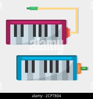 melodica music instrument vector illustration from top view Stock Vector