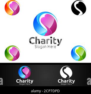 3D Helping Hand Charity Foundation Creative Logo for Voluntary Church or Charity Donation Design Stock Vector
