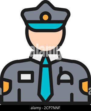 Cop, police, officer flat color line icon. Stock Vector