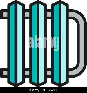 Central heating battery flat color line icon. Stock Vector