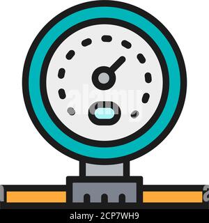 Gas pipeline or water meter flat color line icon. Stock Vector