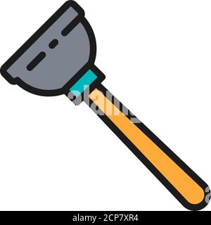 Rubber plunger, plumbing tool flat color line icon. Stock Vector