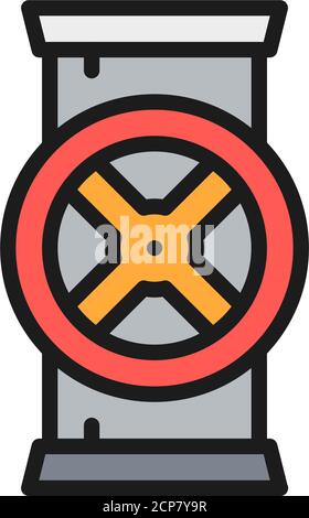 Pipe connector, water valve flat color line icon. Stock Vector