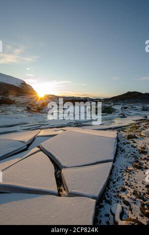 Sunrise over Glacier Ice Sheet Stock Photo - Alamy