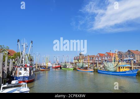 Fishing boats in the port of Neuharlingersiel, East Frisia, North Sea Coast, Lower Saxony, Northern Germany, Germany, Europe Stock Photo