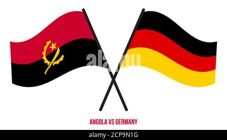 Angola and Germany Flags Crossed And Waving Flat Style. Official Proportion. Correct Colors. Stock Vector