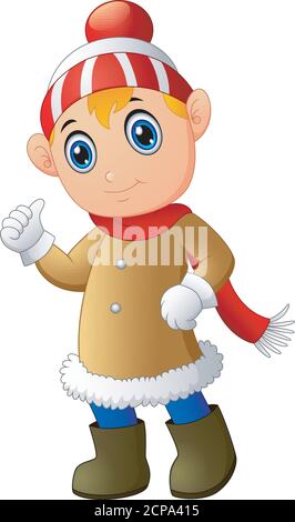 Illustration of Cartoon Christmas Elf giving thumbs up Stock Vector