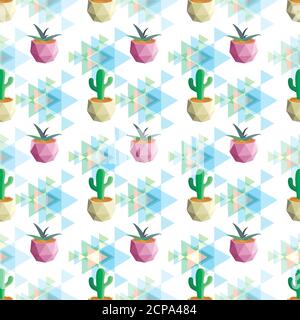 Seamless pattern cactus pastel colours, white background Stock Vector