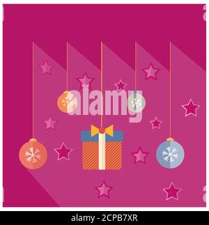 Christmas decorations flat design vector on a festive background Stock Vector