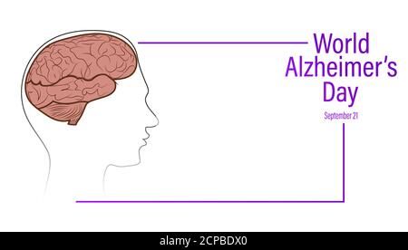 World Alzheimer’s day September 21. The condition is alternatively known as Dementia and the most common cause of Alzheimer’s disease. Stock Vector
