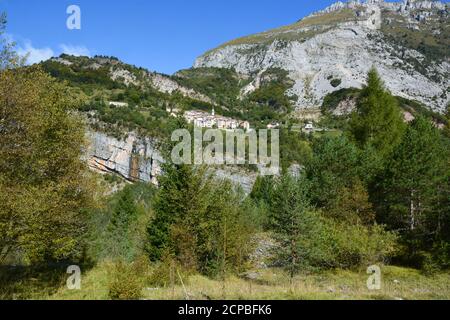 the town of Casso, sadly known for the Vajont disaster of October 1963 Stock Photo