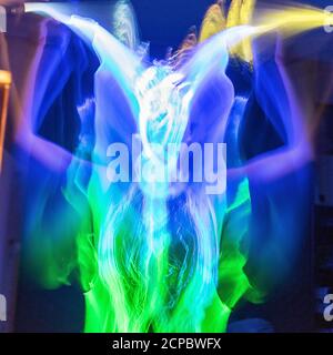 beautiful and colorful light paintings, abstract light lines and contours, happy light textures Stock Photo