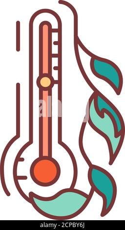 Comfortable air temperature color line icon. The most acceptable temperature for plant growth. Pictogram for web page, mobile app, promo. UI UX GUI Stock Vector